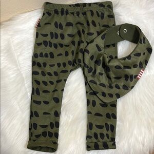 Sooklbaby Olive Green Black Patterned Pants with Bib